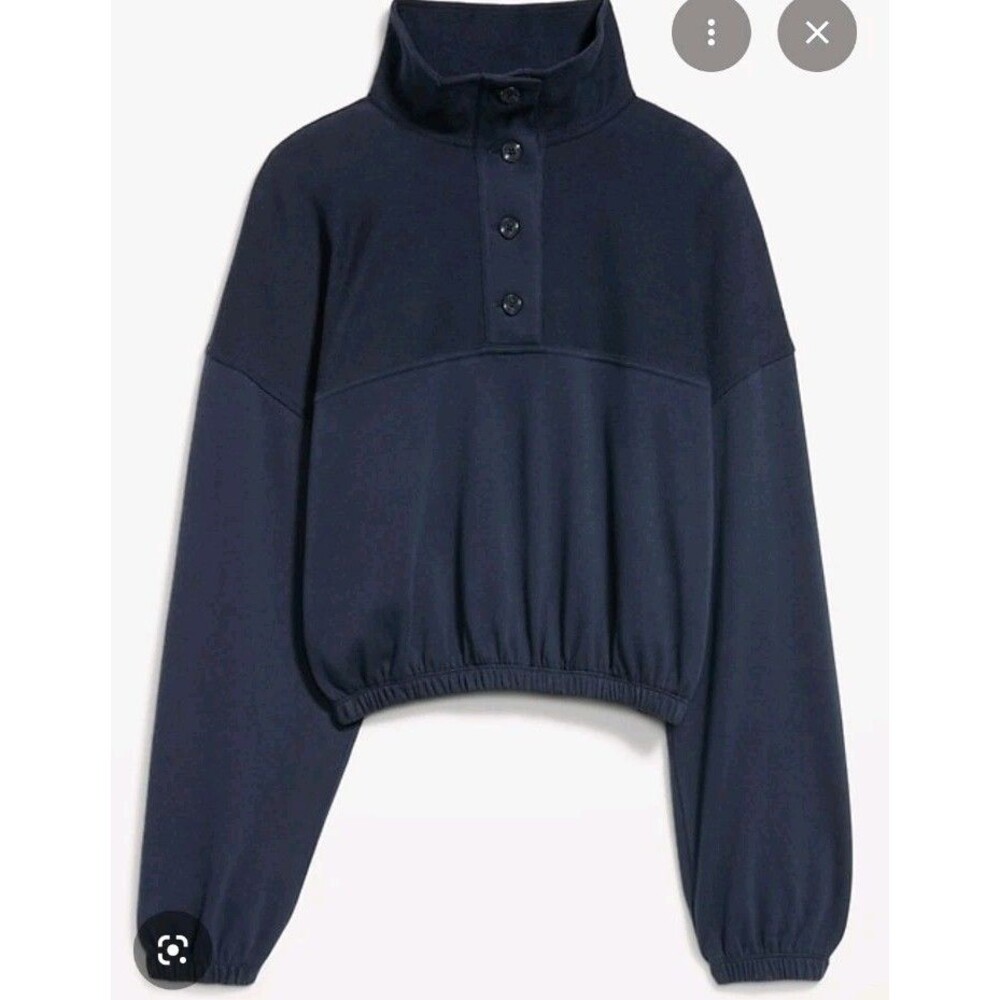 NWT Women's Old Navy Button Up Funnel Neck Sweatshirt Size S Navy N8